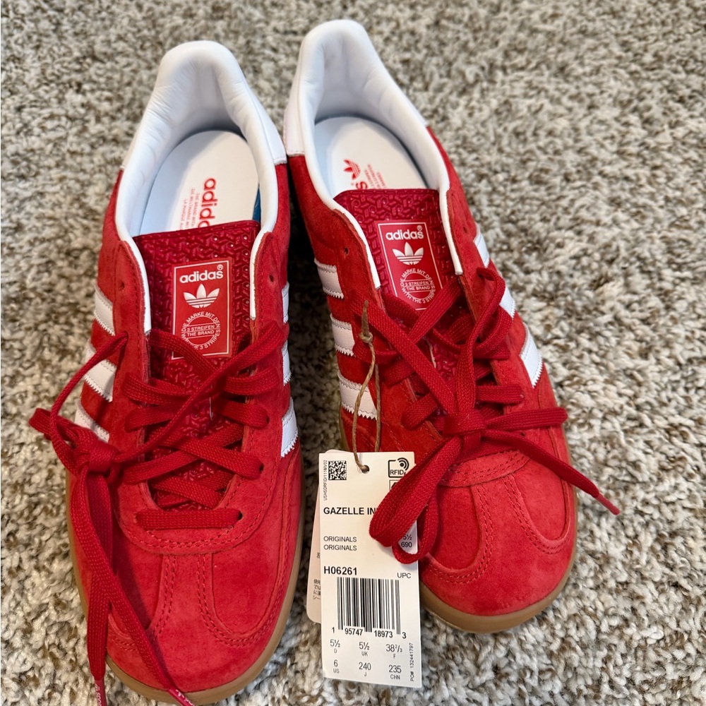Adidas Gazelle Red and White Sneakers